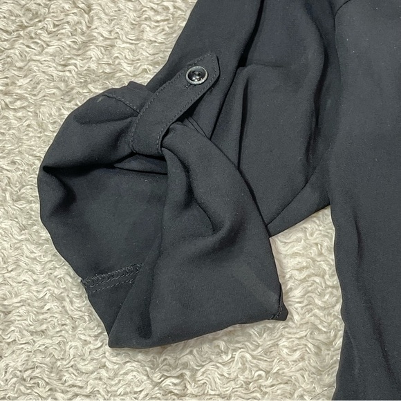 Heartsoul goth black button blouse shoulder lace slit back medium Whimsigoth - Picture 5 of 10